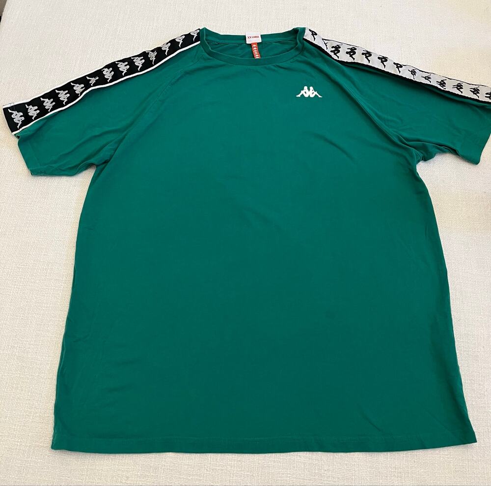 XL Kappa Men's Banda Coen Raglan Regular Fit T Shirt Short Sleeve Green White